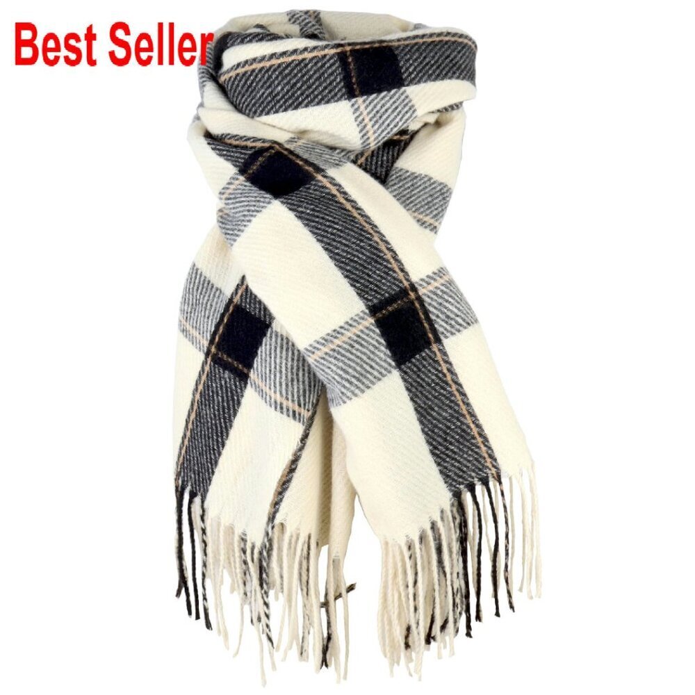 Oversized Cashmere Feel Plaid Scarf Shawl Wrap Winter Chic Elegant